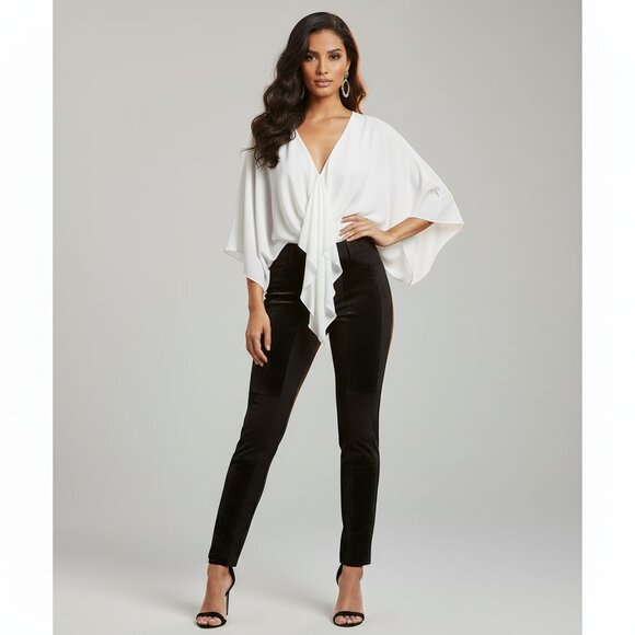 Sugarlips Blouse Top Tiered Flowy Top Off White Open Sleeve Y2k 2000s Size XS - Picture 1 of 16